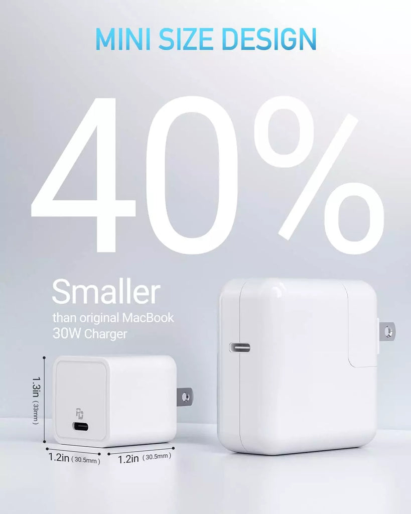 Choetech 30W USB C Charger EHO Mini GaN II USB C Wall Charger Compact PPS – White – US Plug – PD5007
