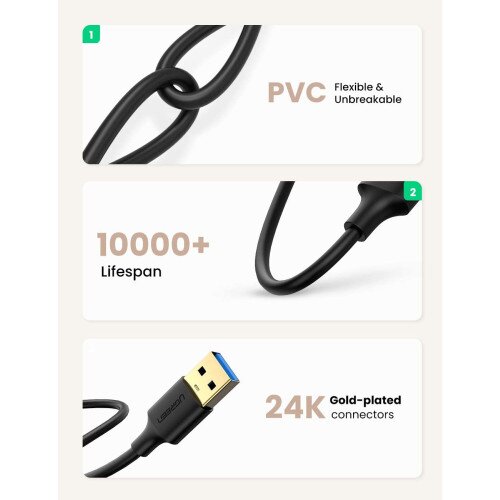 UGREEN USB Cable USB 3.0 A to USB A Cable Type A Male to Male 5Gbps