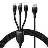 Baseus Flash Series Ⅱ One for-three Fast Charging Data Cable USB to M+L+C 100W Black