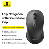 Baseus F02 Ergonomic Wireless Mouse – Cluster Black