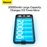 Baseus Bipow Pro Digital Display Fast Charge Power Bank 20000mAh 22.5W Black (With Simple Series Charging Cable USB to Type-C 3A 0.3m Black)