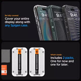 Apple iPhone 15 Pro GLAStR EZ Fit Screen Protector Case Friendly by Spigen – Full Cover Black – 2 PACK – AGL06893