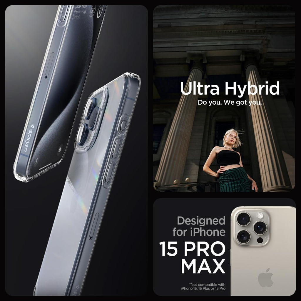 Spigen Ultra Hybrid Case for iPhone 15 Pro Max - natural titanium 
