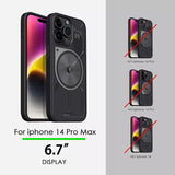 iPhone 14 Pro Max Case Aulumu A15 MagSafe Case Hard Shell Semi translucent Matte Anti-Fingerprint - Black