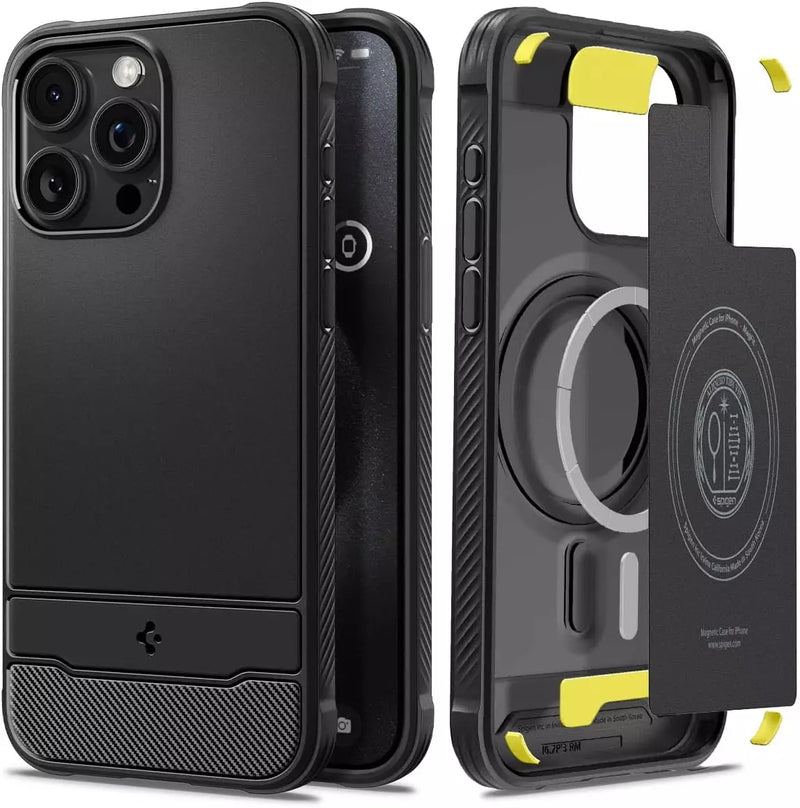 Apple iPhone 15 Pro Max Rugged Armor MagFit Case by Spigen – ACS06561 – Matte Black