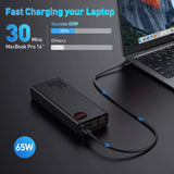 Baseus Adaman Metal Digital Display Quick Charge Power Bank 20000mAh 65W Black（With Simple Series Charging Cable USB to TypeC 3A 0.3m Black )