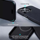iPhone 15 Pro Max MagEZ Case Pro 4 Full Coverage Aramid Fiber Case by Pitaka – Black / Grey Twill – 1500D