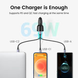 UGreen Car Charger 69W 3-PD Ports Super Fast Charging