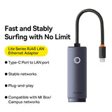 Baseus Lite Series USB-A to Gigabit RJ45 LAN Port (1000Mbps) Black