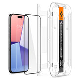 Apple iPhone 15 Pro Max GLAStR EZ Fit Screen Protector Case Friendly by Spigen – Full Cover Black – 2 PACK – AGL06873