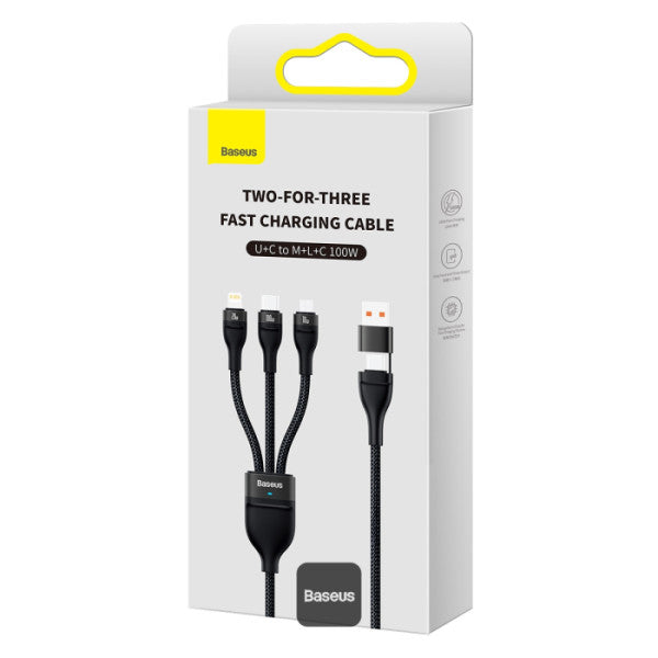 Baseus Two-For-Three Fast Charging Cable (U+C to M+L+C 100W)