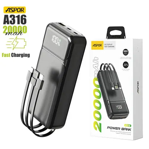 Aspor A316 20000mAh Power Bank 22.5W