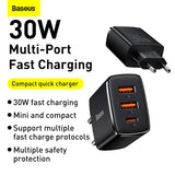 Baseus Compact Fast Charger Port 2U+C 30W EU