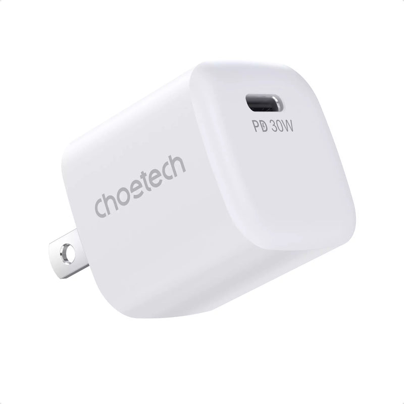 Choetech 30W USB C Charger EHO Mini GaN II USB C Wall Charger Compact PPS – White – US Plug – PD5007