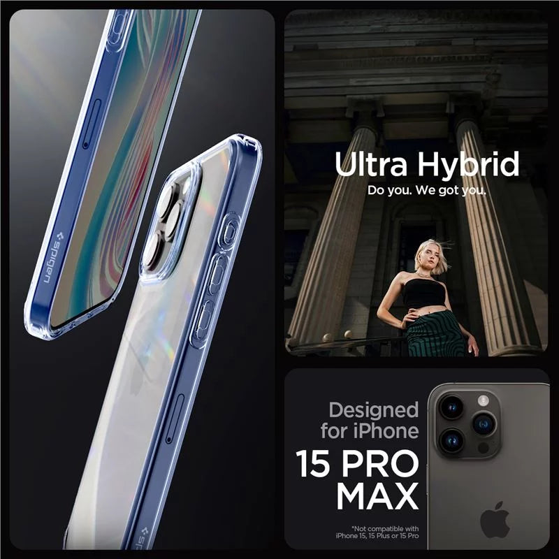 iPhone 15 Pro Case Spigen [ Ultra Hybrid ] (MagFit) - Black/Frosted