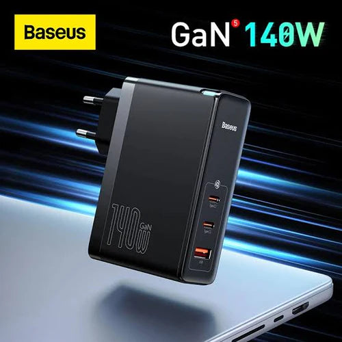 Baseus GaN5 Pro Fast Charger 2C+U 140W CN Black (With:Superior Series Fast Charging Data Cable Type-C to Type-C 240W（48V/5A） 1m Black)