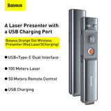 Baseus Orange Dot Wireless Presenter Red Laser Grey